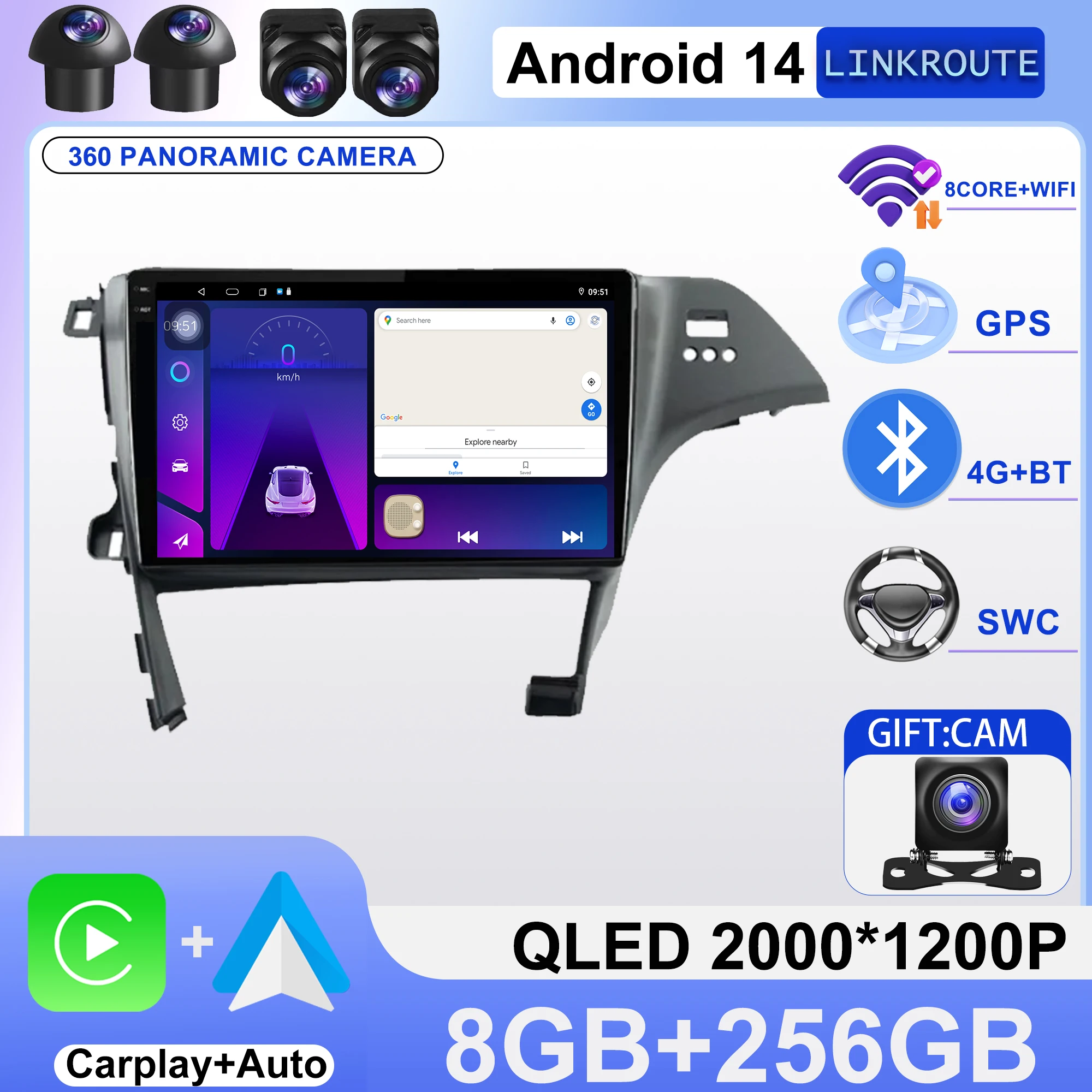 For Toyota Prius 3 XW30 2009 - 2015 RHD Car Radio Android 14 GPS Navigation Carplay Android Auto Stereo 4G 5G Video Wifi No 2din