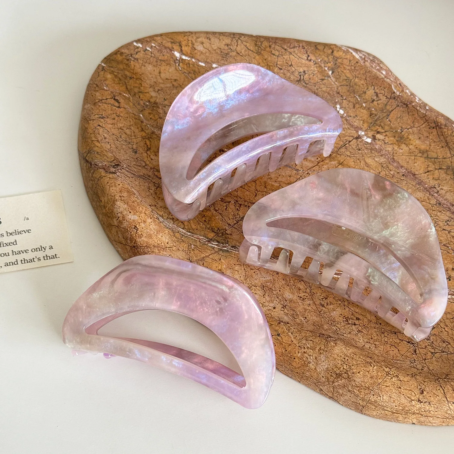 

New Design Elegant Hollowed-out Geometric Semi-circular Hair Clip Simple Purple Acetate Shark Clip Hair Accessories