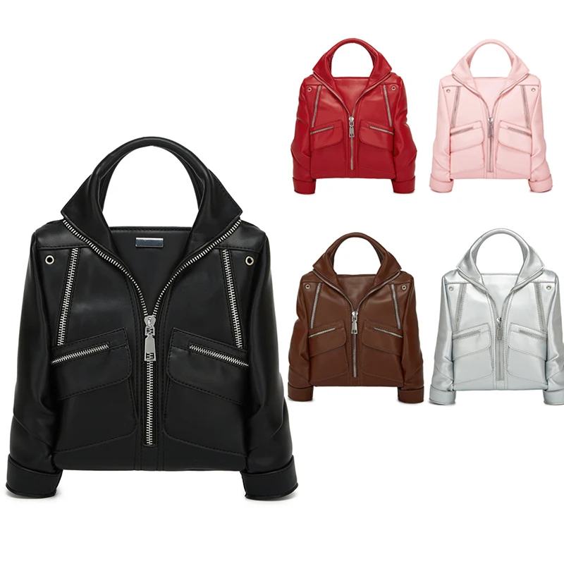 Creative Coat Shape Women's Handbag Multi-pocket PU Leather Shoulder Bag Niche Design Fashion Jacket Multi-zipper Crossbody Bag
