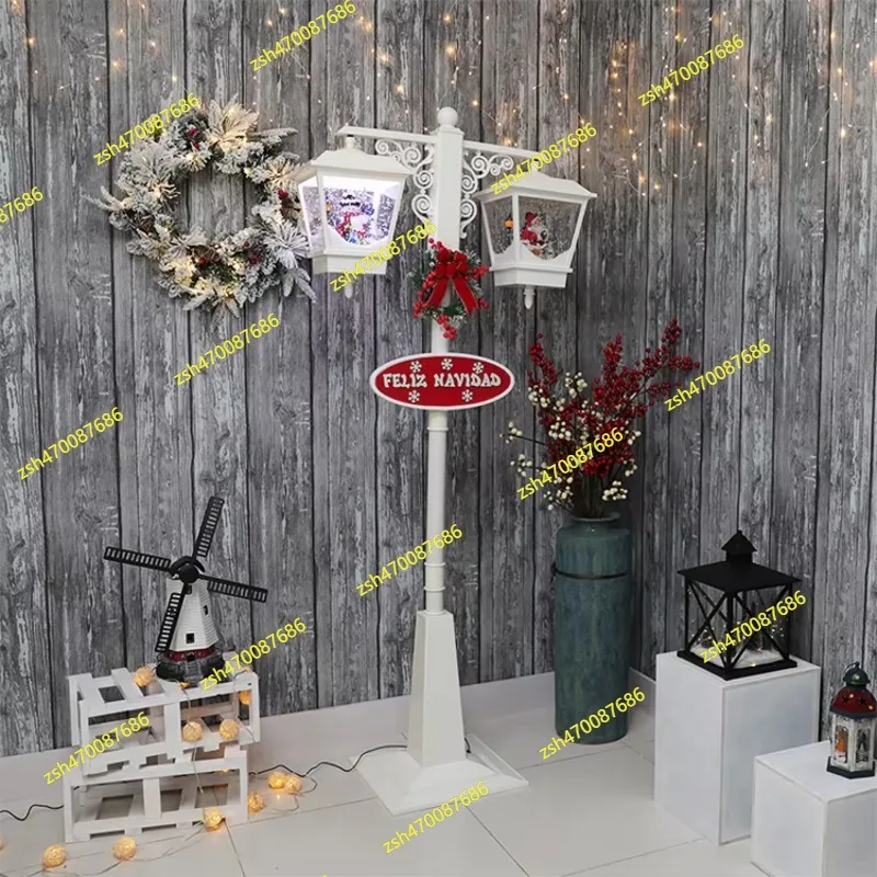 

Фартол navideno музыкальный водонепроницаемый Рождественский Санта-Снеговик сцена двойной фонарь светодиодный снег Рождественский уличный фонарь