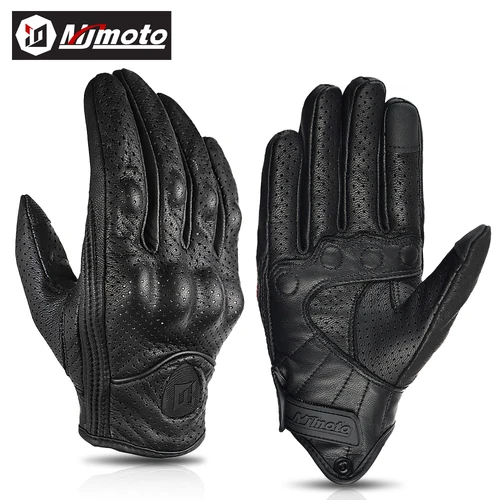 Guantes de motocicleta de cuero de verano, guantes de Motocross para hombres y mujeres, guantes de ciclismo Retro para motociclista, guantes de ciclismo de montaña protegidos de piel de cabra