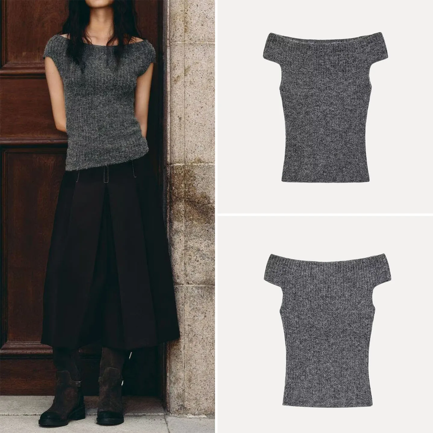 Z レディース ニット リブ編みトップス おしゃれ 個性的 多用途 2025年新作 スリムフィット クルーネック シンプル