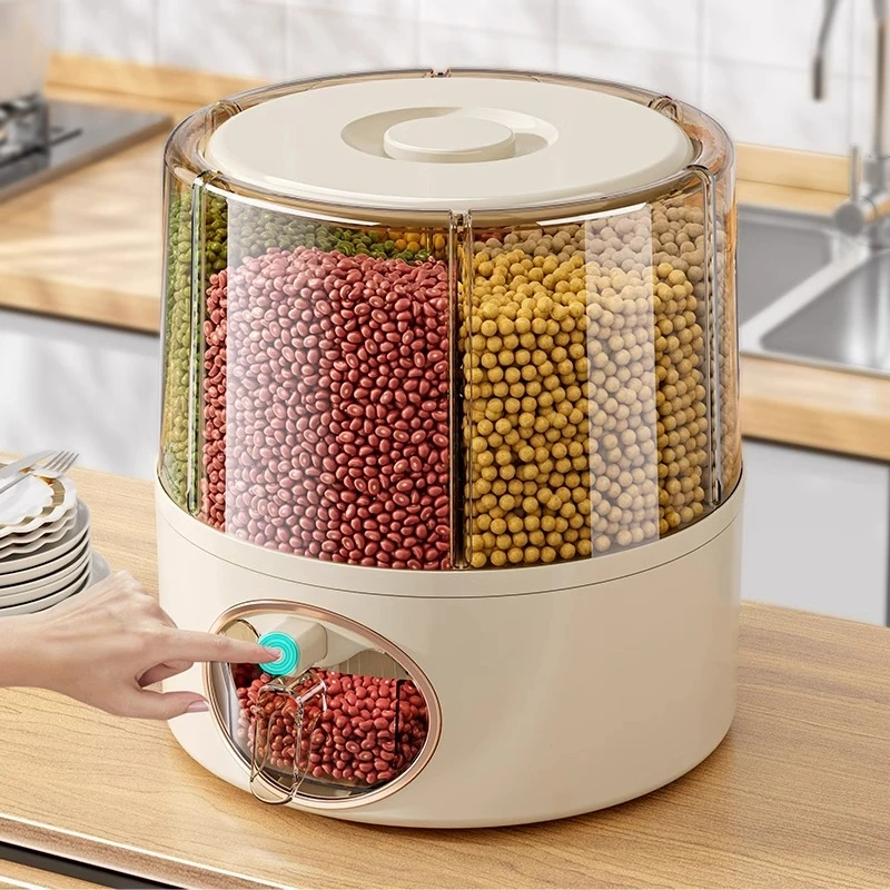 

Grain Storage Box Divided Rotating Rice Bucket Insect-proof Moisture-proof Sealed Rice Storage Boxes