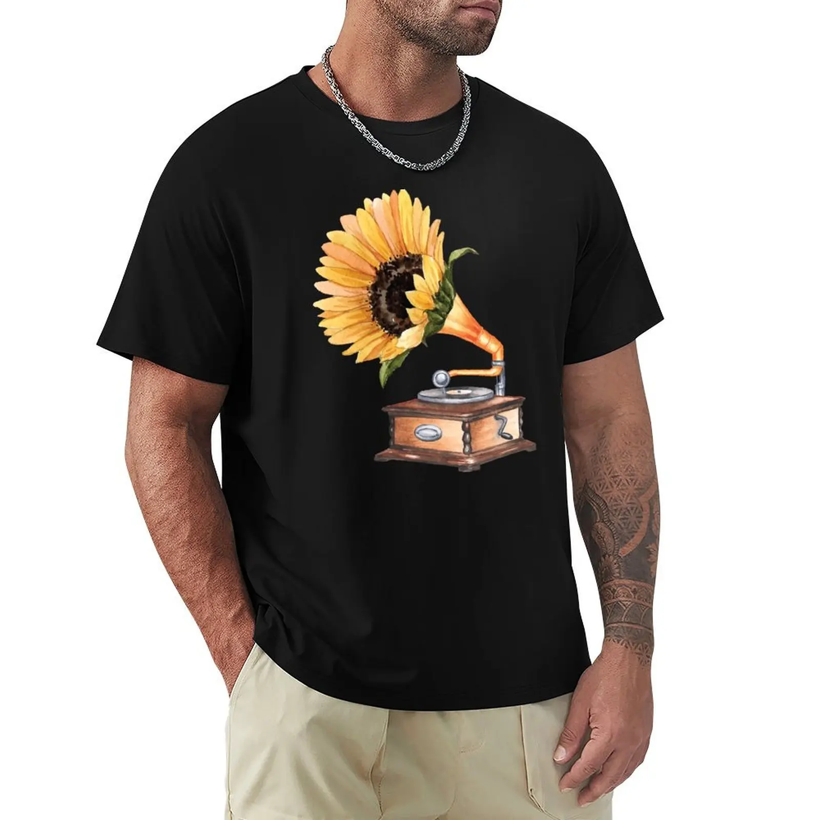 

Sunflower Gramophone T-Shirt baggy shirts designer shirts t shirt men