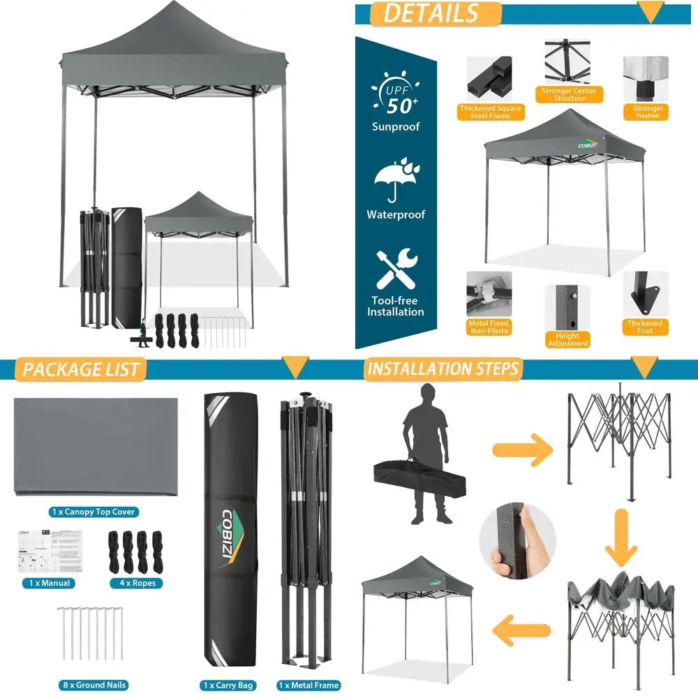 

Heavy-Duty 6.6x6.6 Outdoor Pop-Up Canopy, All-Season Wind & Waterproof, Commercial Grade, UV Protection 50+, Ideal for Parties a