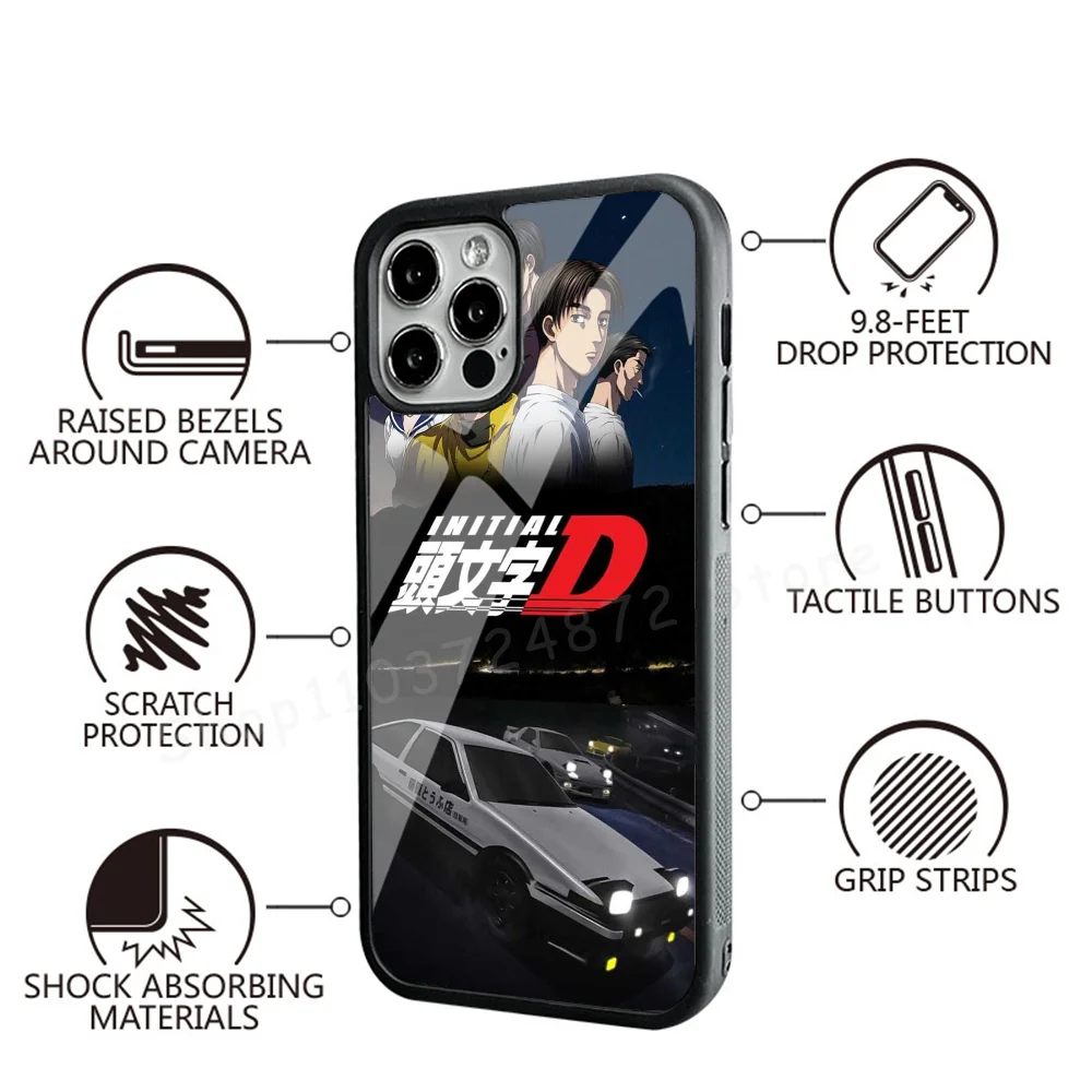 Anime Anime Initial D Phone Case Strong Magnetic For IPhone 15 14 13 Pro Max Alex Mirror For Magsafe Wireless Charging Cover