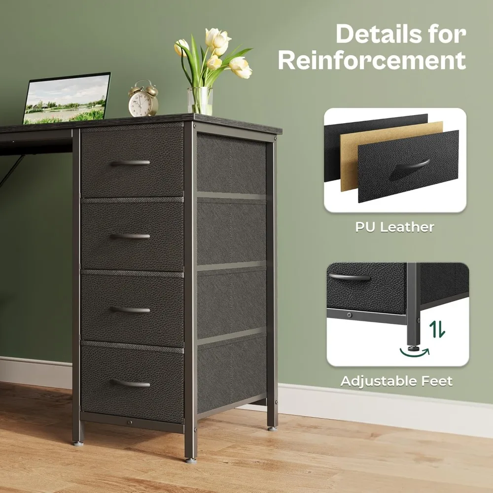 47 Inch Large Fabric Drawer Computer Desk for Home Office, Study, and Gaming with 8 Storage Drawers