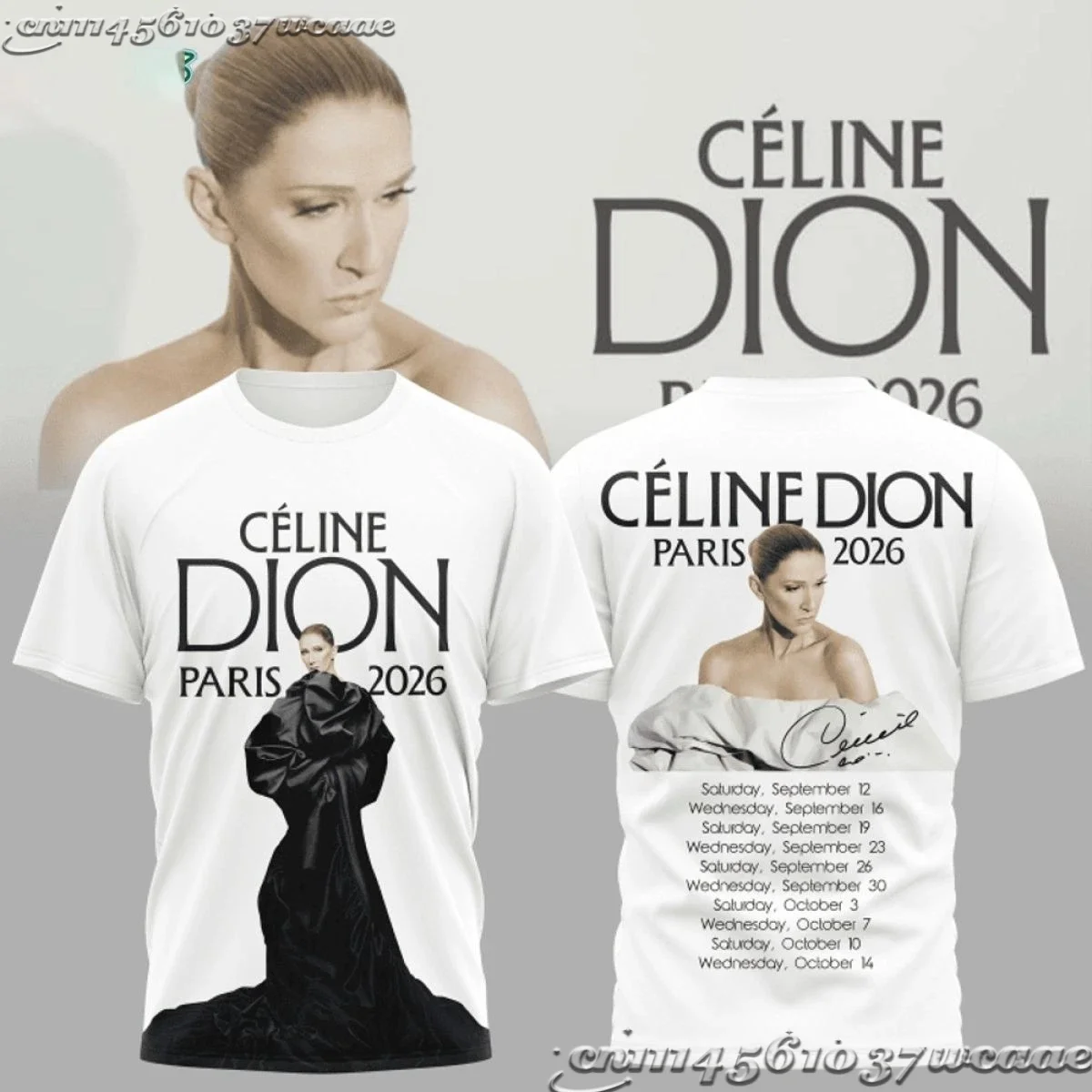 2026 Celine Dion Paris  Fan Tour Gift T-shirt Summer New Fashion Men's T-shirt Pop Music Streetwear Hip Hop Tees Family Matching