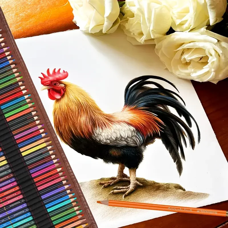50/72-Piece Colored Pencil Set With Canvas Roll-Up Case - Perfect For Student Adult Coloring Drawing Sketching And Crafting
