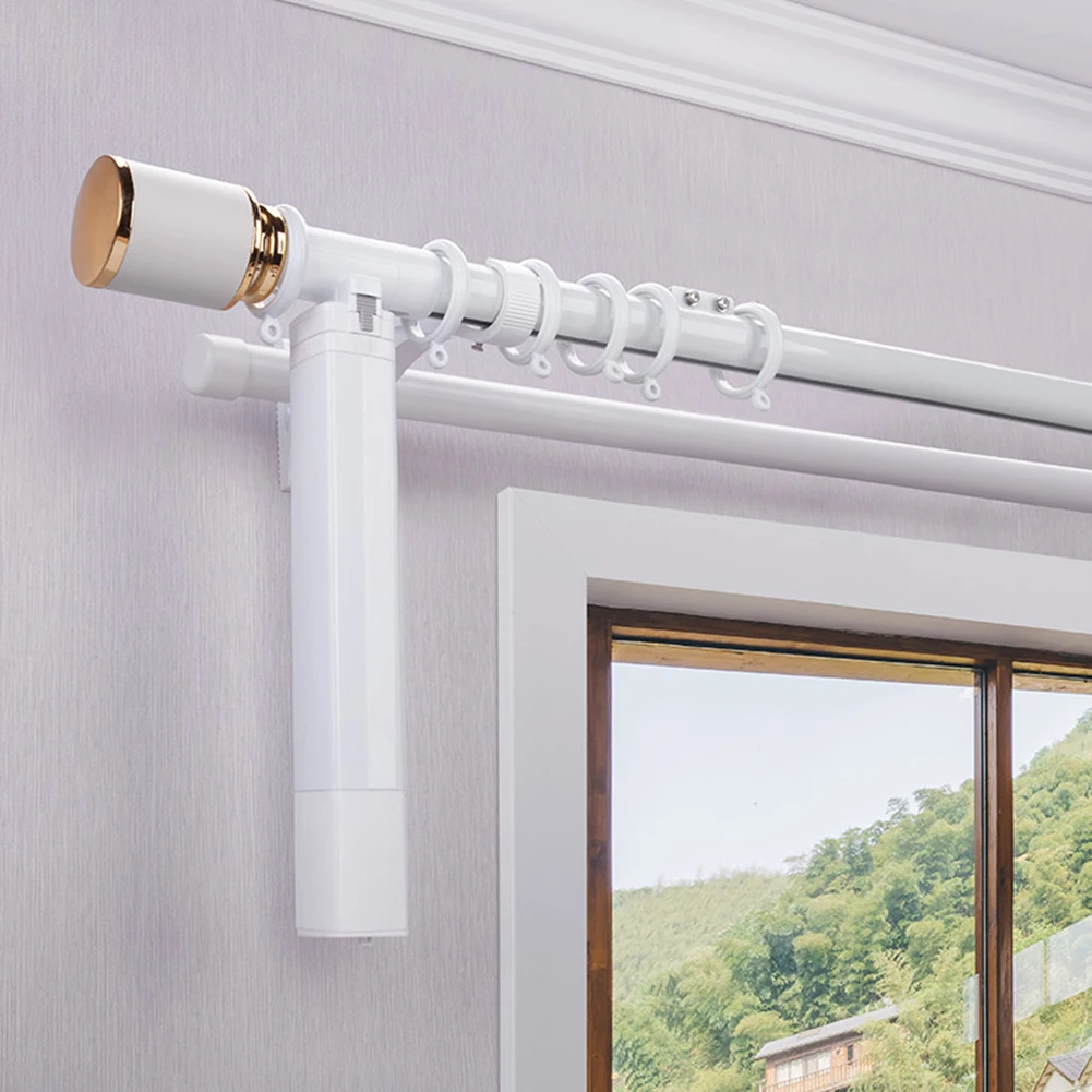 Smart Control Motorized Double Curtain Tracks Rods for Grommet Top, Rechargeable or Wi-Fi Motor, Customized Size, New