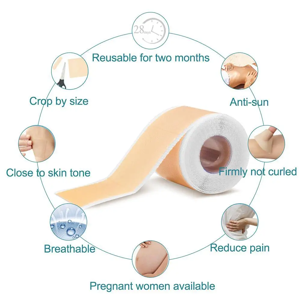 Rouleau de ruban adhésif en silicone indolore, pâte à cicatrices, efficace pour la section C, proporchéloïdes, outils de réparation des cicatrices d'acné brûlées, beauté de la peau, 4x1.5m