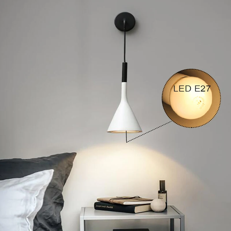 

Modern E27 LED Wall Lamp Nordic Indoor Stairs Corridor Balcony Light Bedside Table Living Room Home Hotel Decor Wall Lights