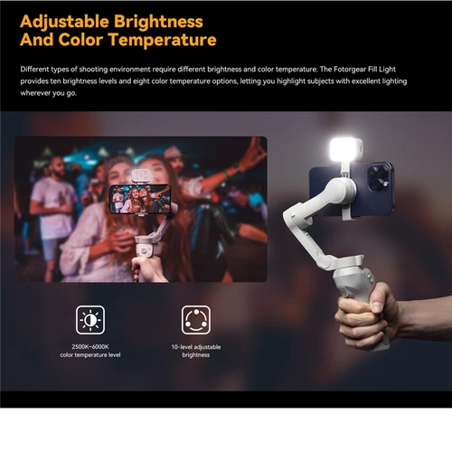 Imagen 2 del producto Mini luz de relleno magnética GBL01 con caja de carga para DJI Osmo Mobile 6/SE/OM5, estabilizador de cardán portátil Zhiyun SMOOTH4/5/ Feiyu