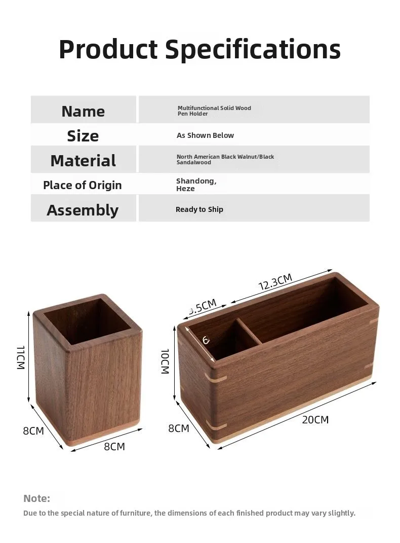 

Black Walnut Wooden Pen Holder Real Wood Storage Box for Office And Study Desk Decoration Pen Stand Desktop Organizer
