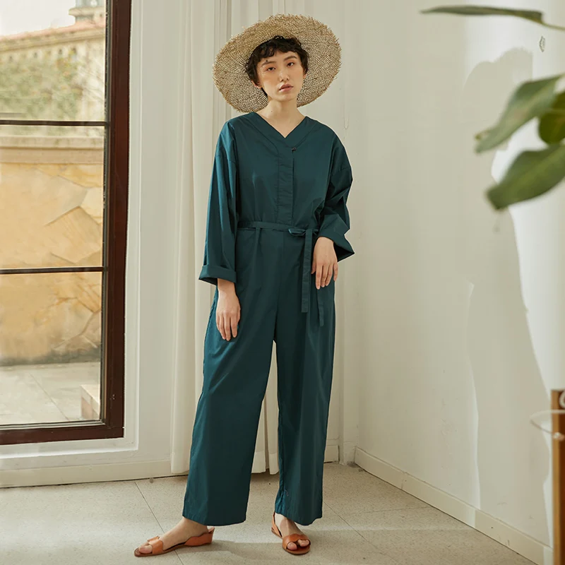 ชุดเอี๊ยมผ้าฝ้าย SoLighter คอลเลคชั่นฤดูใบไม้ผลิ/ฤดูร้อน รุ่นใหม่สำหรับผู้หญิง ทรงหลวม ขาตรง กางเกงขายาวเก้าส่วน เอวสูง เหมาะสำหรับใส่ไปทำงาน