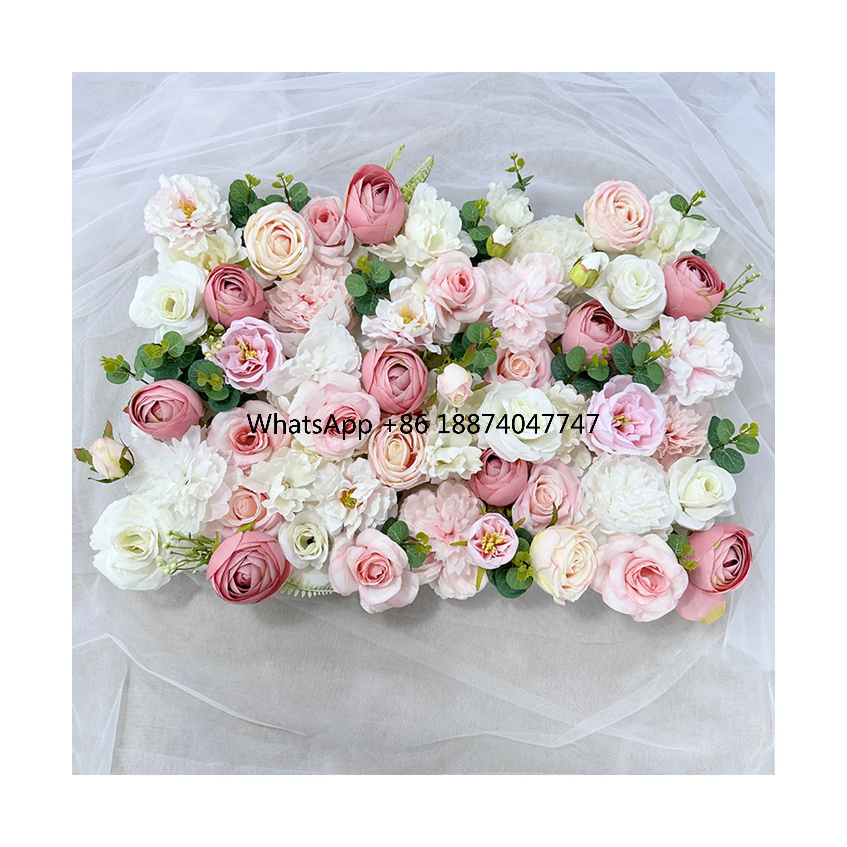 

MYQ20 J6 Artificial White Pink Rose Flower Wall New Design Hot Selling High Quality Customization