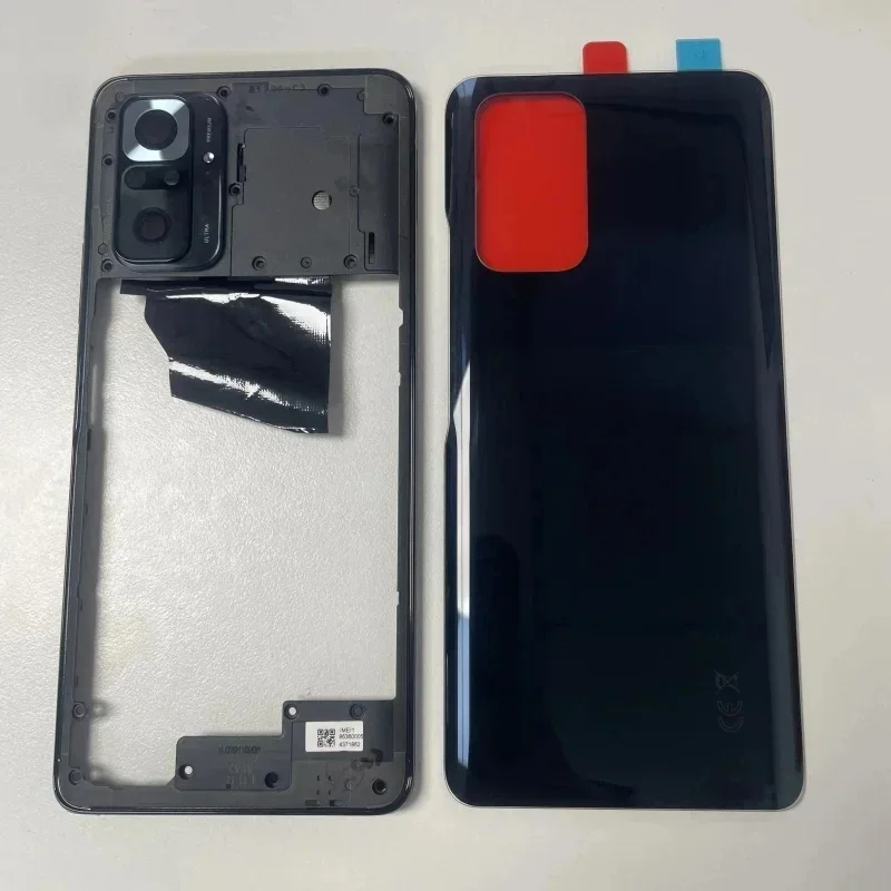 Boîtier complet pour Redmi Note 10 Pro, coque intermédiaire, coque arrière de la batterie, coque arrière avec objectif de caméra