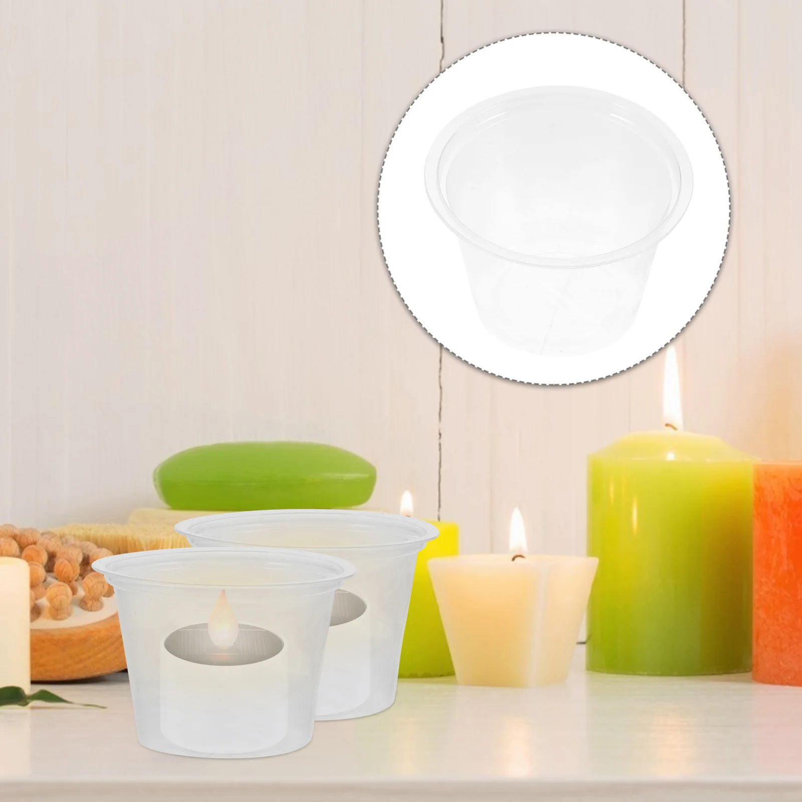 

120pcs Windproof Cup Clear Cup For Outdoor Party Decor, Disposable Plastic Cups Light Holder For Candles Wax Storage Home