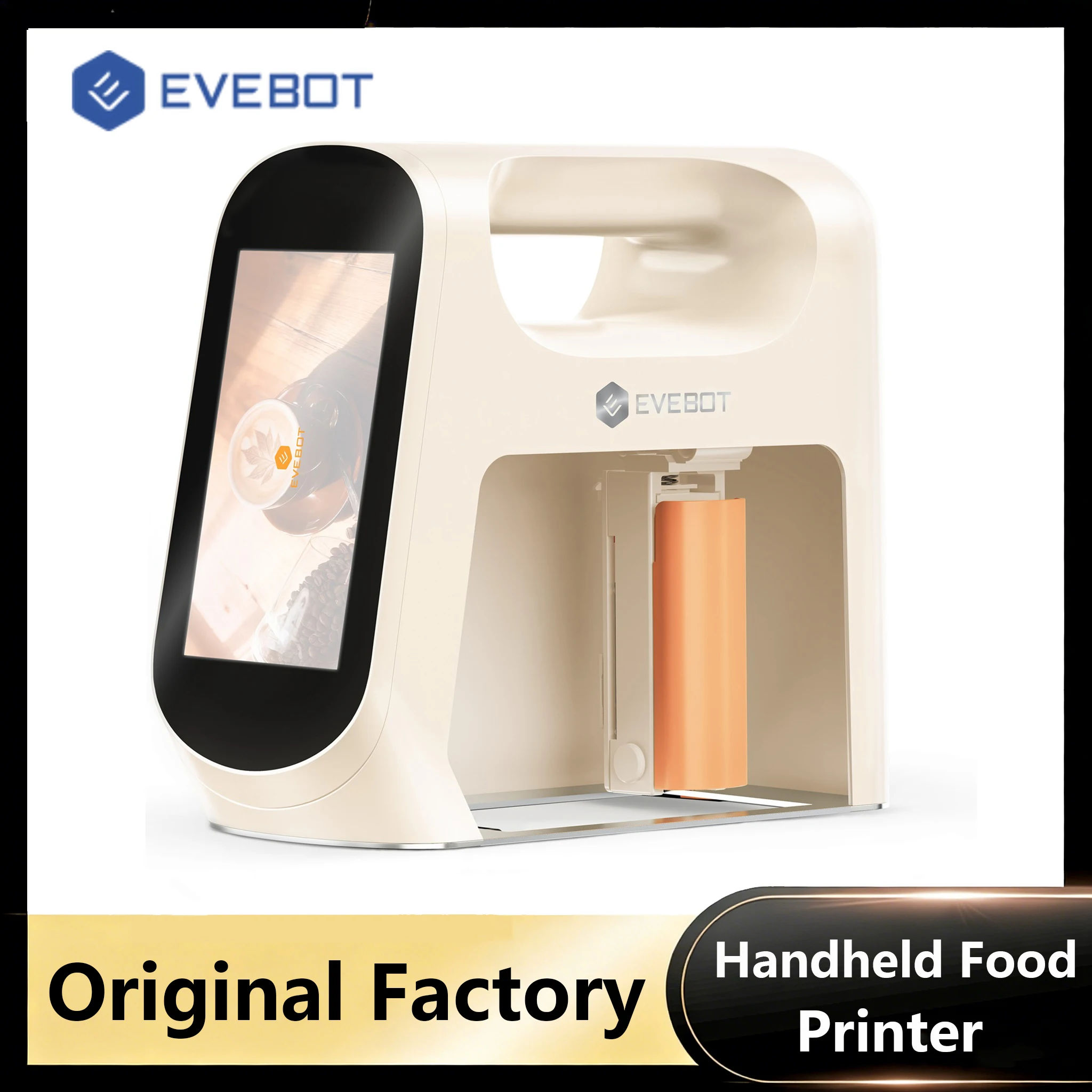 EVEBOT Smart Handheld Lebensmitteldrucker mit 5cm Druckkopf für Essbare Bilder mit Präzision und professioneller Qualität auf Kaffee