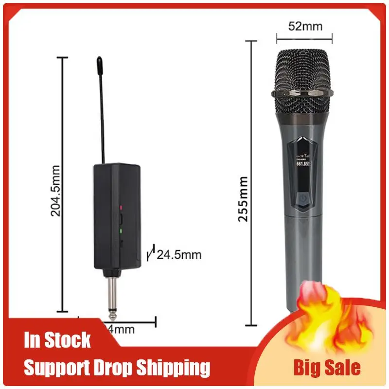 무선 마이크 2 채널 UHF 고정 주파수 휴대용 마이크 마이크 파티 전문 쇼 회의 사용하기 쉬운