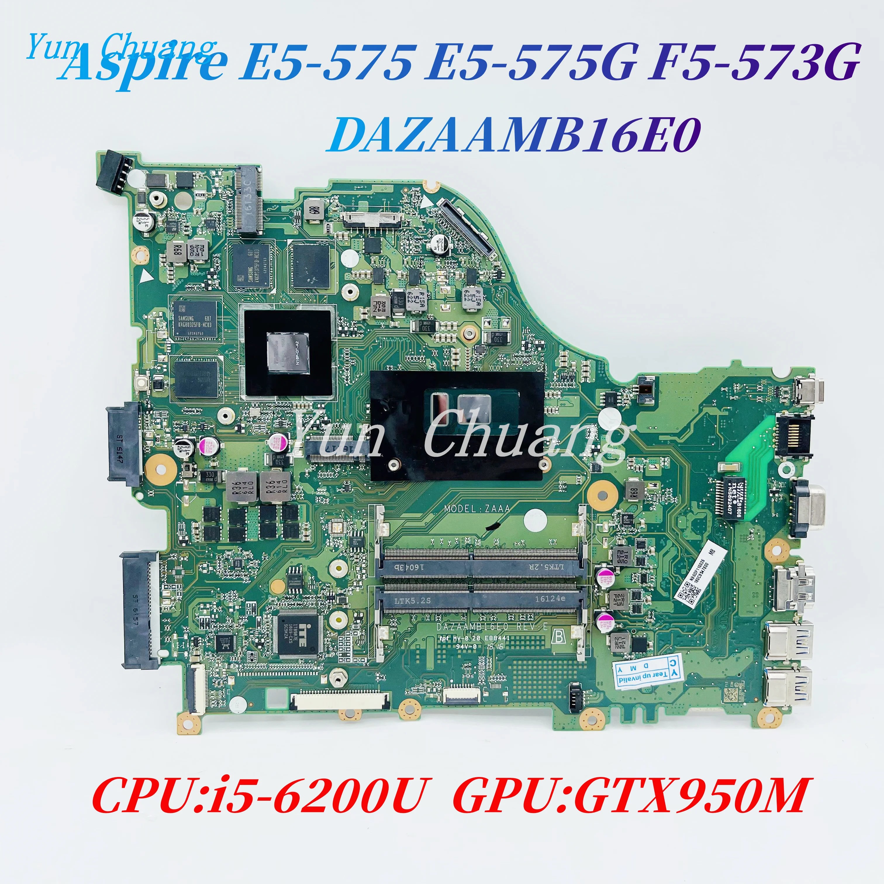 

DAZAAMB16E0 NBGDZ11002 для Acer aspire E5-575 E5-575G F5-573G материнская плата для ноутбука с SR2EY i5-6200U ЦП GTX950M графика DDR4