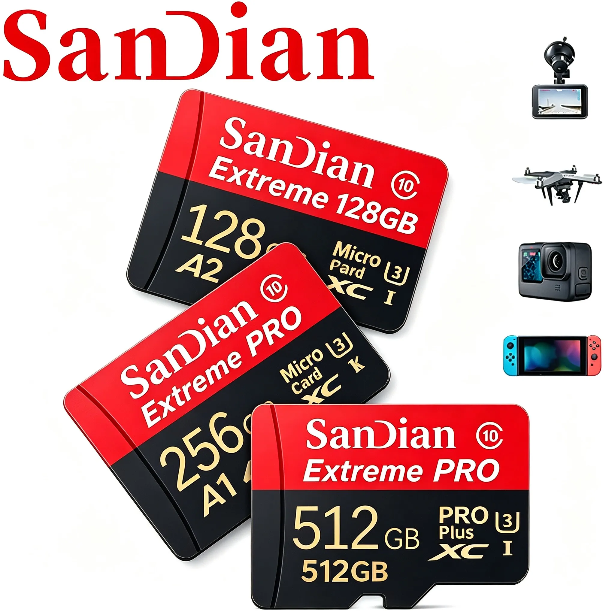High Speed TF Cards Memory Card Micro TF SD Card SD Cards 32GB 256GB 512GB U1 High Speed Waterproof Ultra HD for Mac GoPro