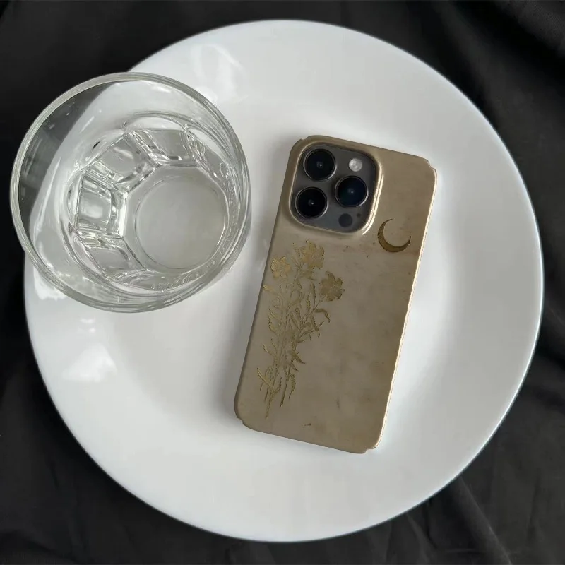 Flower Moon Art Eenvoud Case voor IPHONE 16 PRO MAX 14 13 PRO 13 PRO MAX 15 15 PLUS 12 13 MINI Acryl Harde Mobiele Telefoon Gevallen