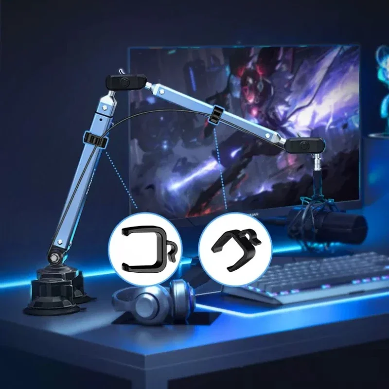 Professional Vacuum Suction Desk Microphone Stand Boom Arm Mic Holder Adjustable Condenser Clip Speech Studio Fixing Clamp