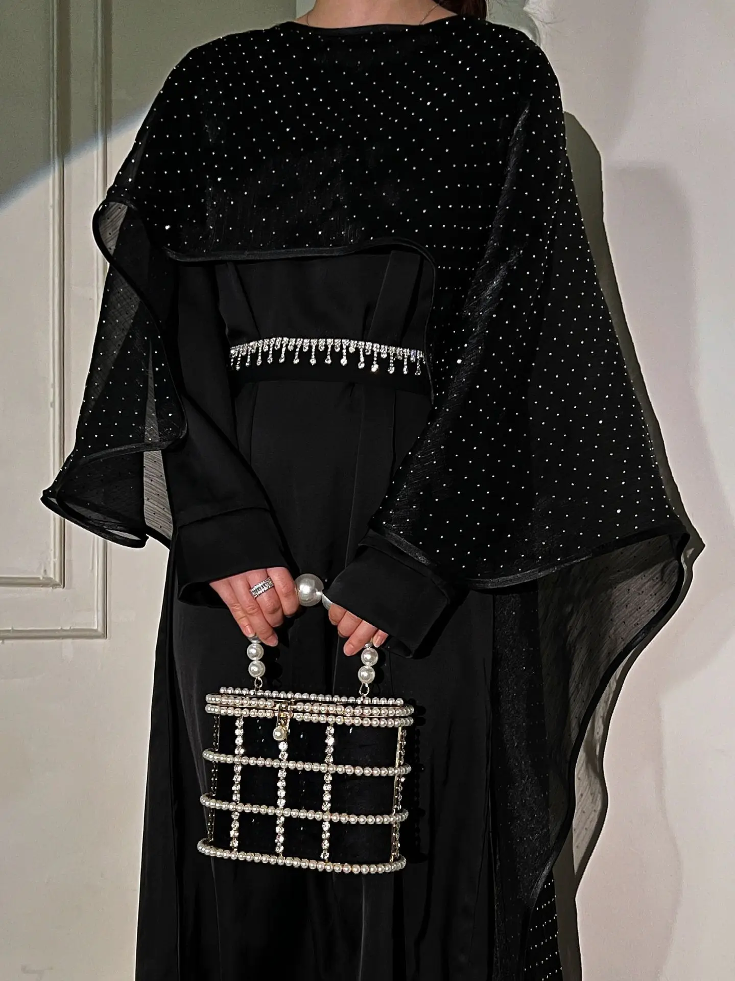 Abaya Medio Oriente Abito musulmano da donna Abaya Semplice mantello Cielo stellato Abito Dubai Arabia Temperamento elegante Abiti Abbigliamento islamico