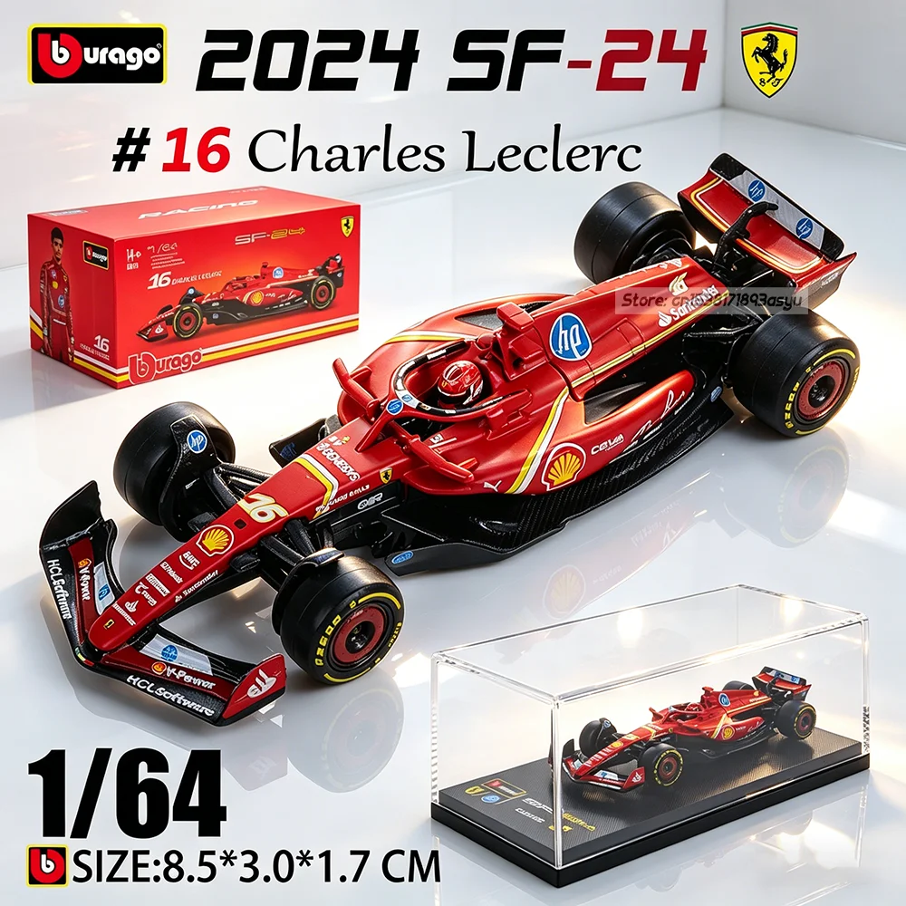 Bburago 1:64 Sealed packaging 2024 F1 Ferrari SF24 #16 Charles Leclerc #55 Carlos Sainz Model Alloy Car Die Cast Toy Collectible