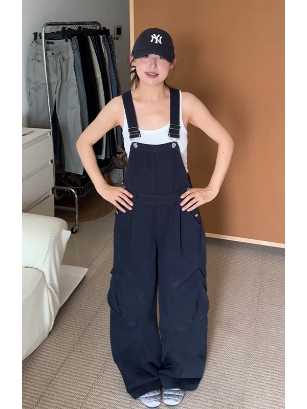 

Swan Men's Women's Vintage American Workwear Overalls Loose Casual Floor-Length Multi-ket Faionable Bib Pants