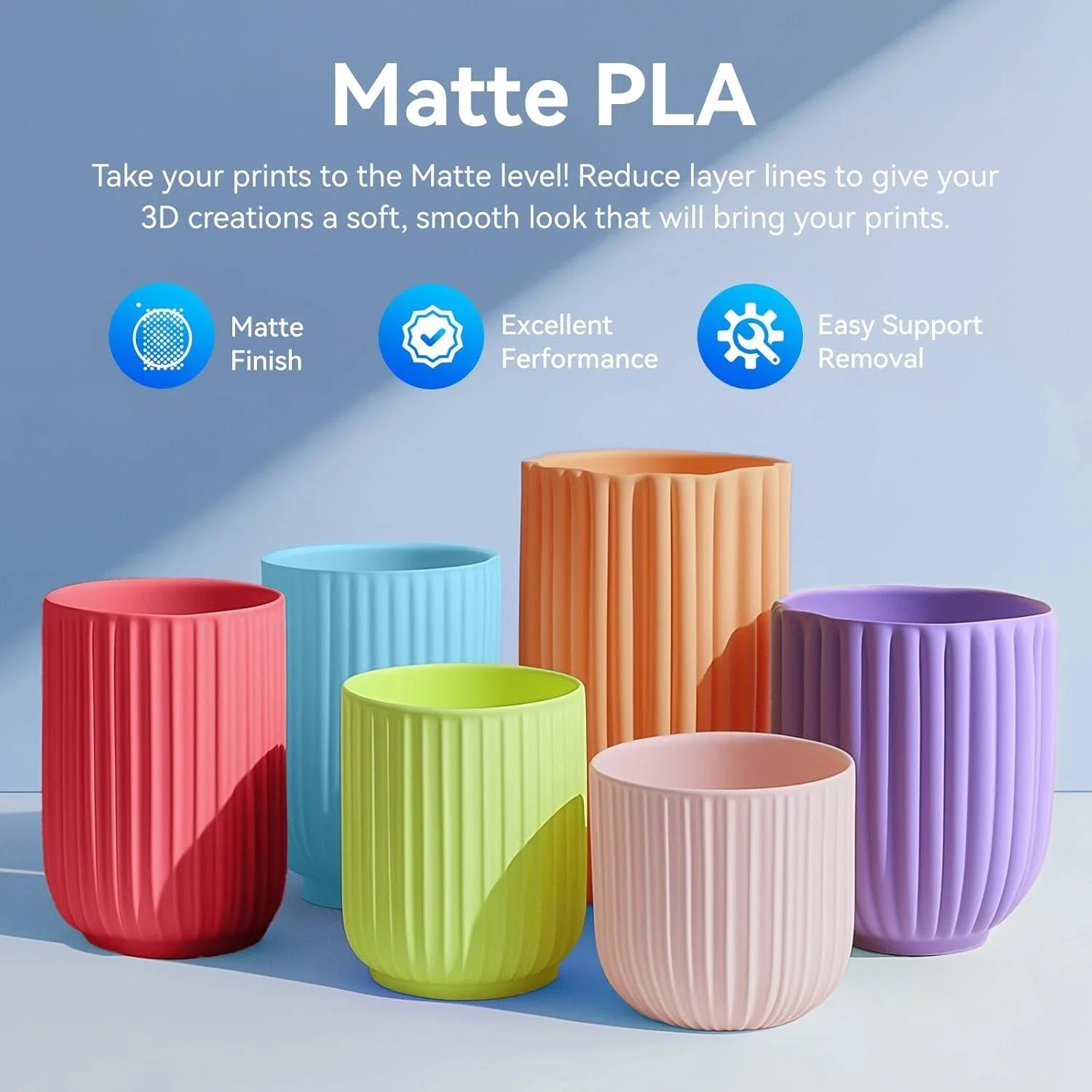 JAYO 20 rolek filamentu 3D PLA matowego do drukarek, 1.75mm, czysto zawiązany filament PLA z matowym wykończeniem, do drukowania w 99% zgodny z drukarkami 3D FDM — zdjęcie produktu 2