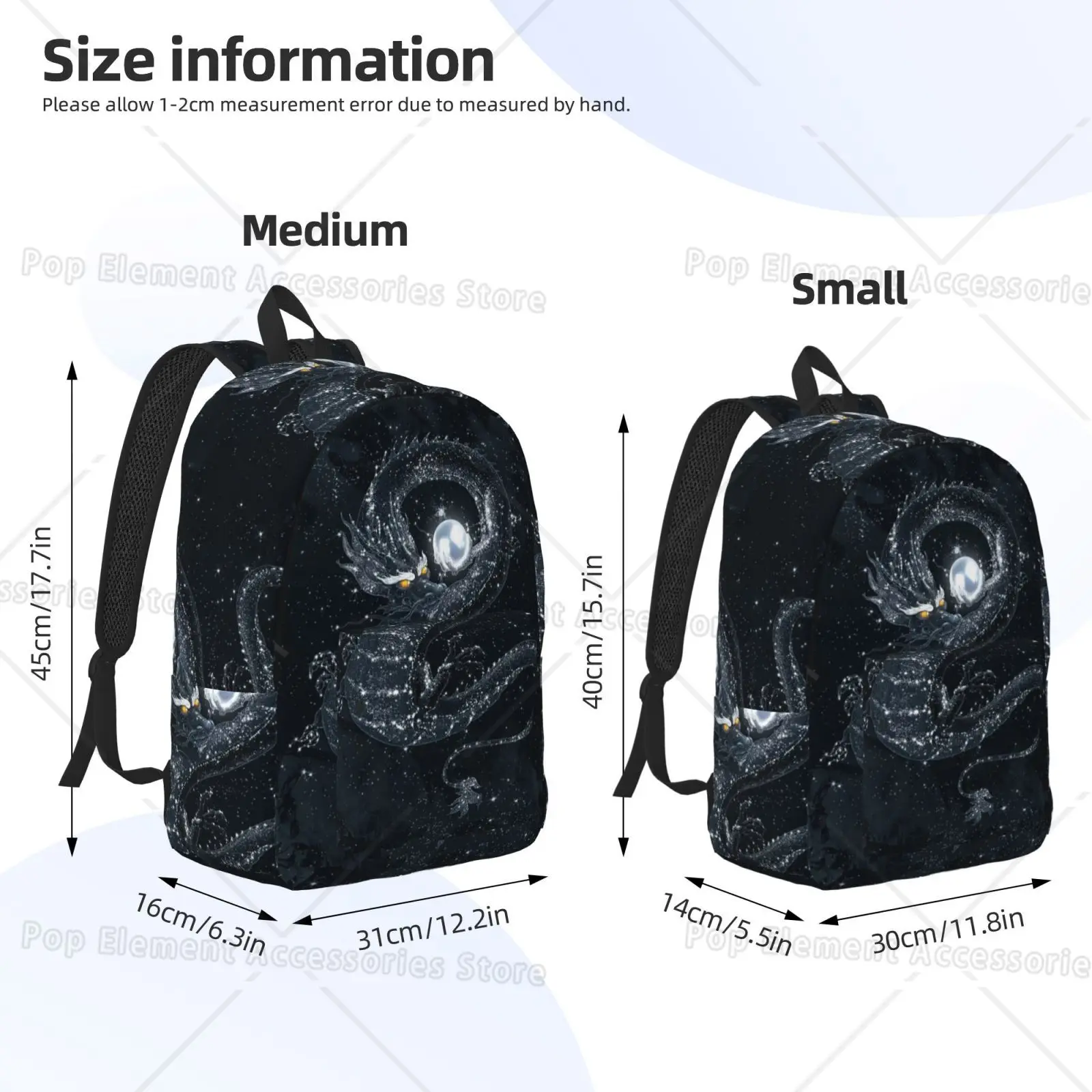 Fantasy Mythical Dragon Print Backpack Women Men Rucksack for Travel Teenager School Bags Student Daypack Bookbag Shoulder Bag