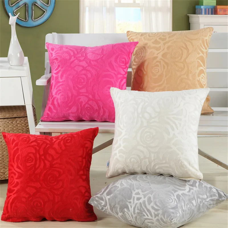 

43x43cm Plush Soft Rose Flower Winter ﻿Cushion Cover Throw Pillow Case Home Living Room Bedroom Sofa Decoration