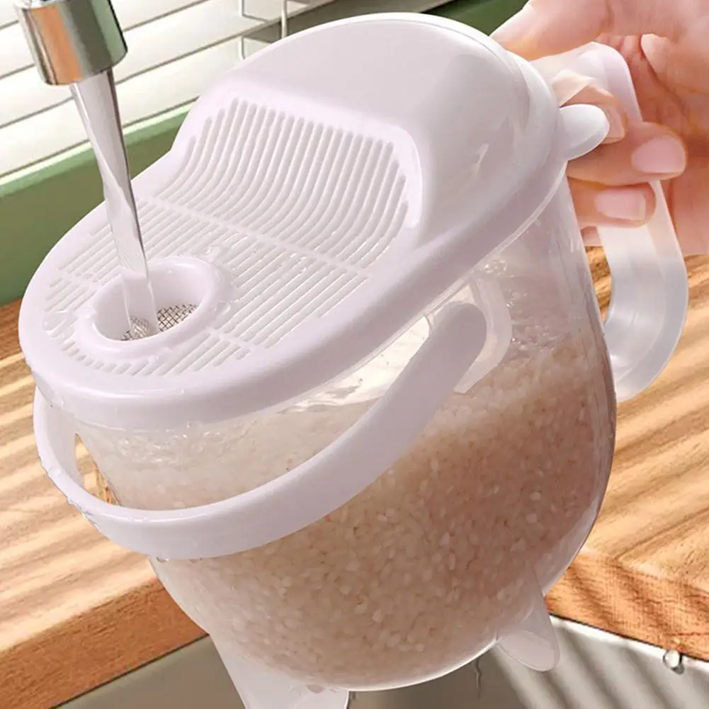 1pcs Rice Washing Automatic Device Multifunction Quick-Clean Grain Washer Machine with Secure Latch Efficient Colander Kitchen - view 2