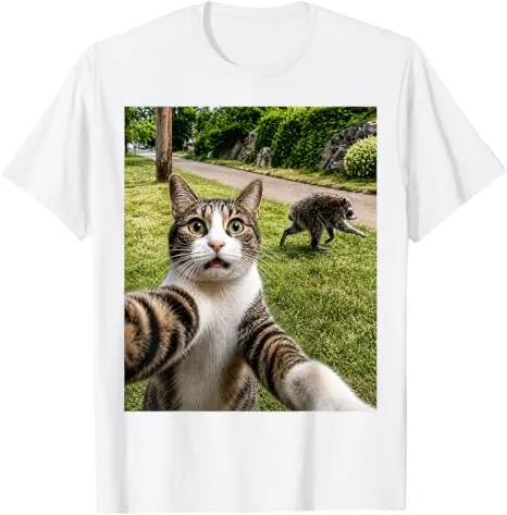 Jimothy Cat Selfie Raccoon Legend T-Shirt Y2k Niedliches Jimothy Raccoon Kitty Lover Grafik-Bekleidung für Frauen Männer Streetwear T-Shirts – Detail 21