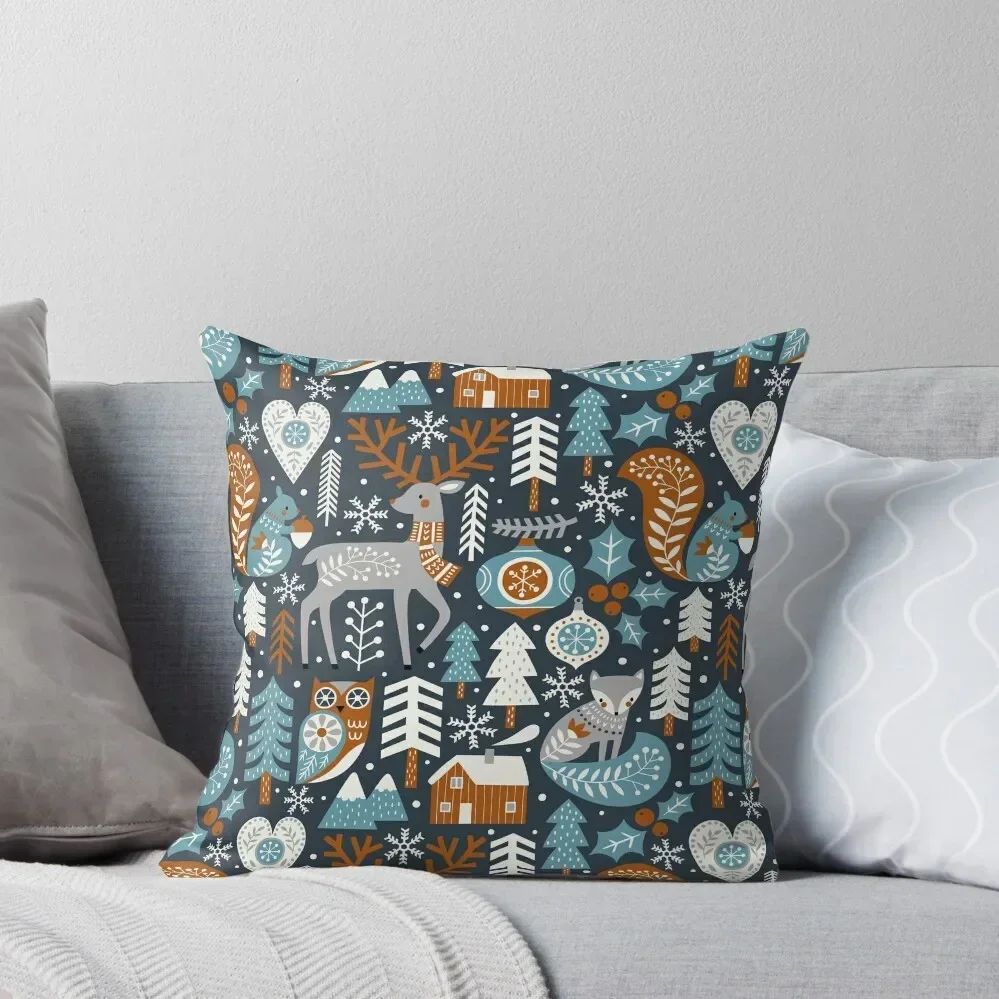 Scandinavian Christmas / Dark Blue Throw Pillow New year Cushions For Sofa pillow