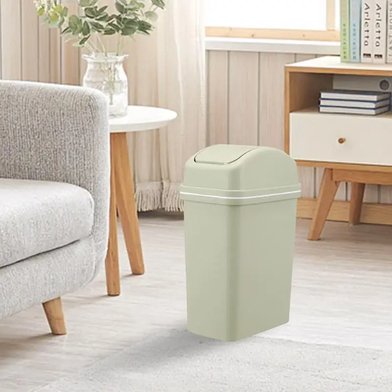 Garbage Can With Lid 10L Trash Bin With Swing Lid Thickened Kitchen Waste Basket Leak-Proof Bathroom Garbage Bin Bedroom Trash