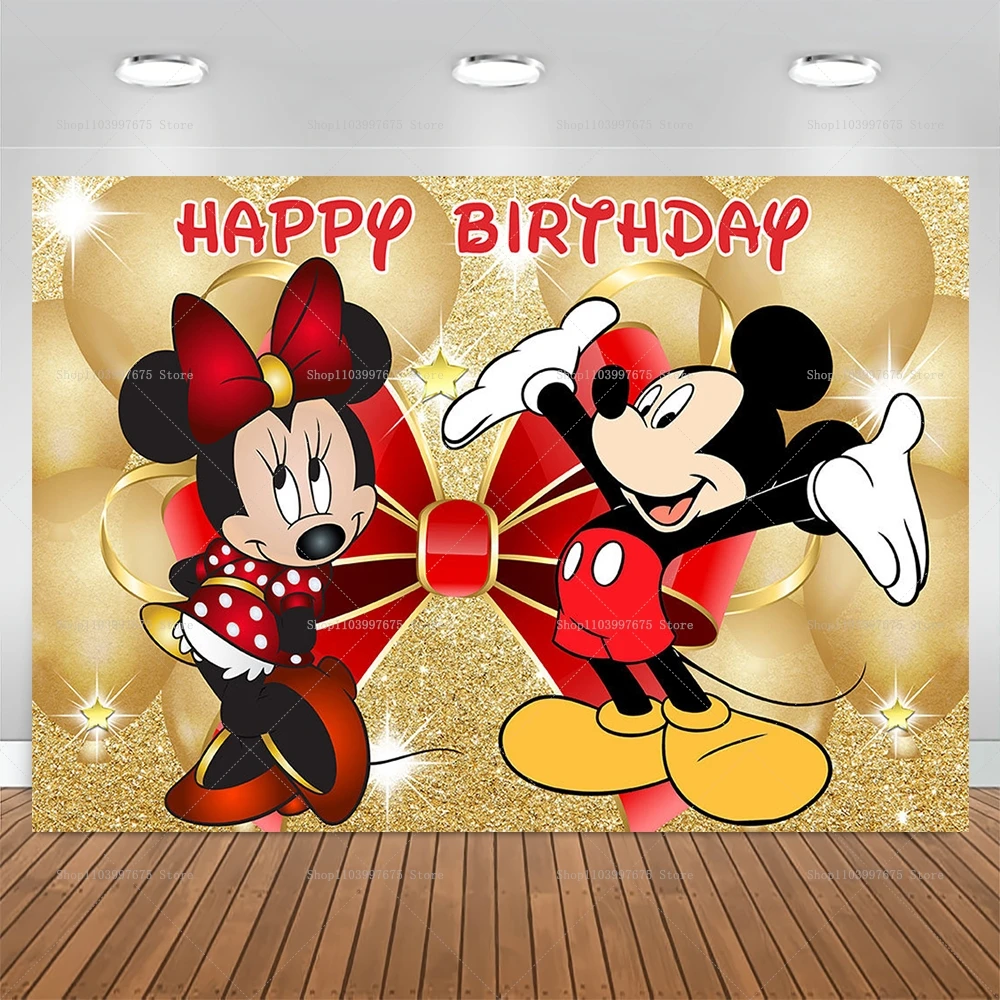 Disney Mickey Minnie Mouse Backdrop Kids Birthday Party Decor Photography Background Newborn Baby Shower Vinyl Printing Banner