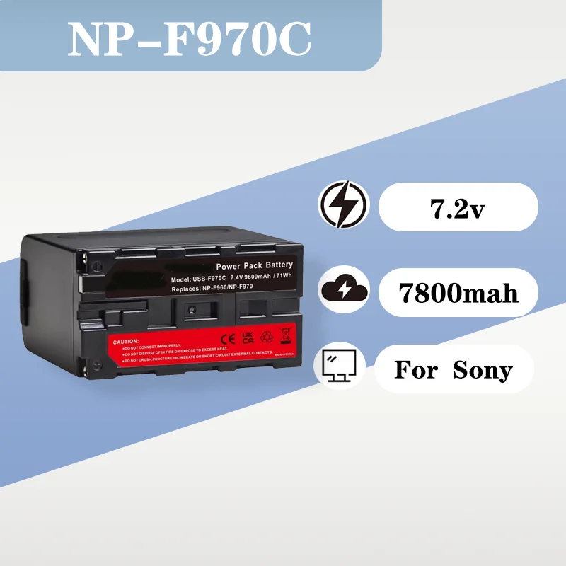 

Аккумулятор литий-ионный перезаряжаемый NP-F970C NP-F960 7.2V 7800mAh для видеокамер Sony MC1500C 190P 198P