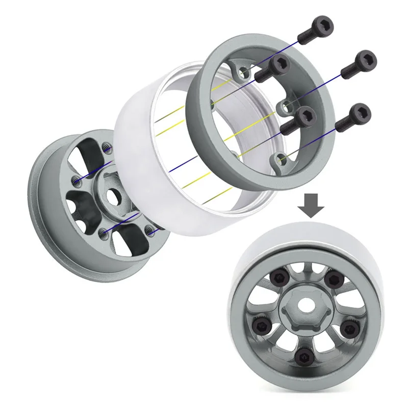 

B18B 4PCS 1.0In Metal Wheel Rims For 1/24 1/18 RC Crawler Car Axial SCX24 AX24 FCX24 Enduro24 TRX4M