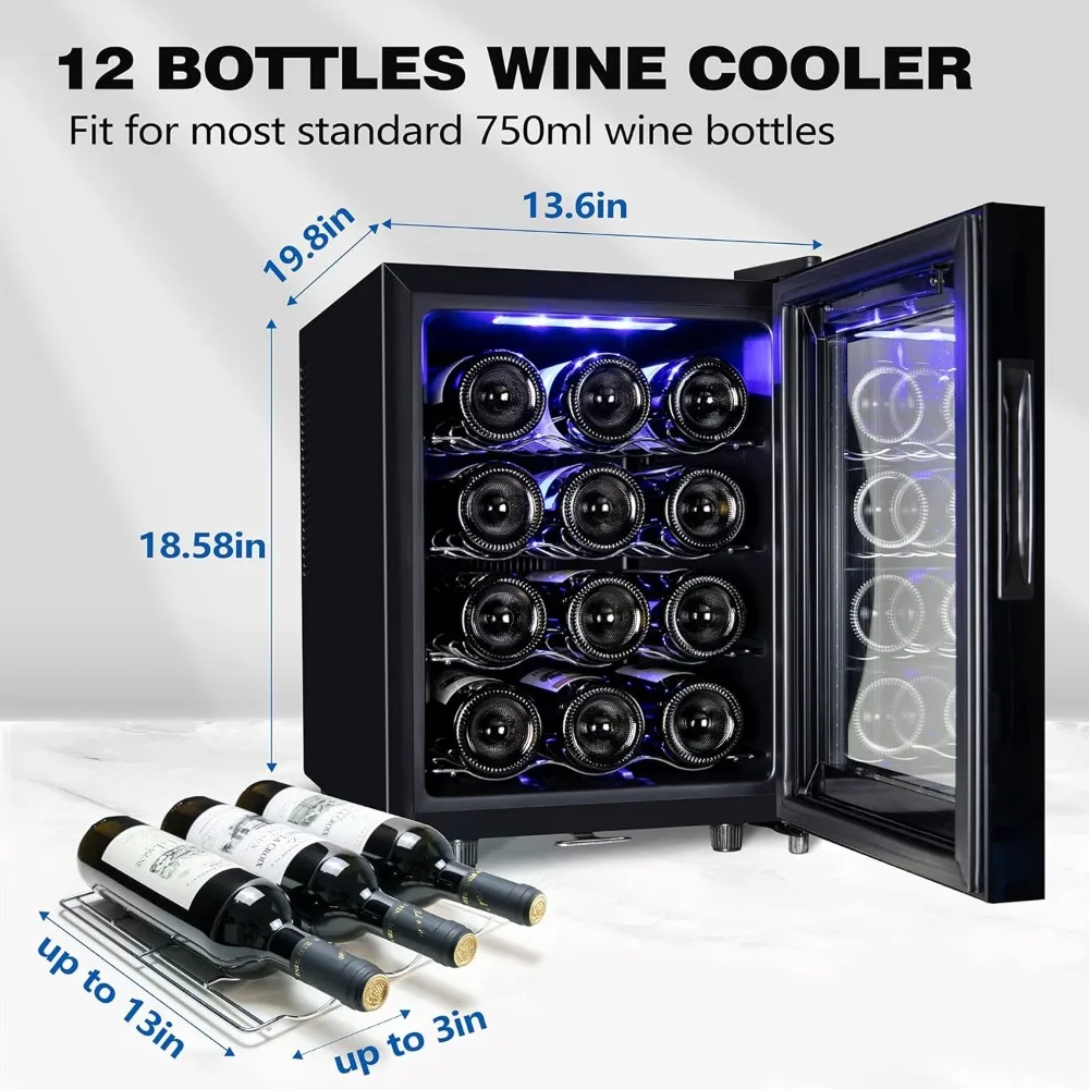 Wine Cooler Refrigerator,Wine Fridge Freestanding with Lock & Digital Temperature Control Fridge Glass Door,Mini Wine Cabinet