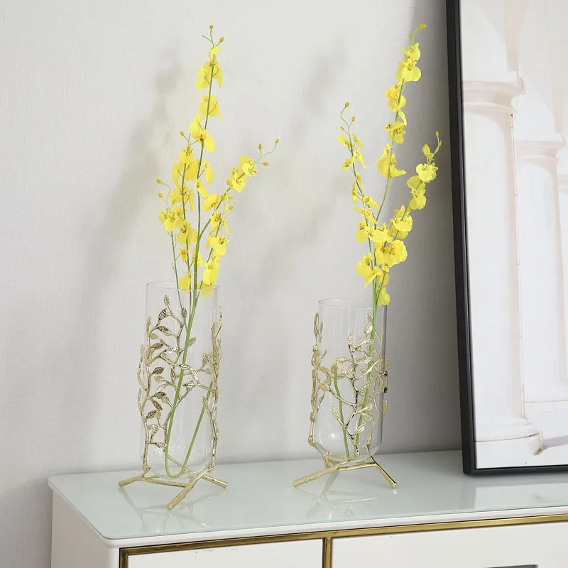 Hollow dendritic electroplated gold vase porch living room home decoration hotel KTV club office jewelry