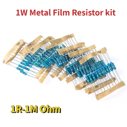 500pcs/lot 1W Resistor Assortment Kit Metal Film Resistor 1R-1M Ohm 50 Values*10 Pcs 1% Resistance Set