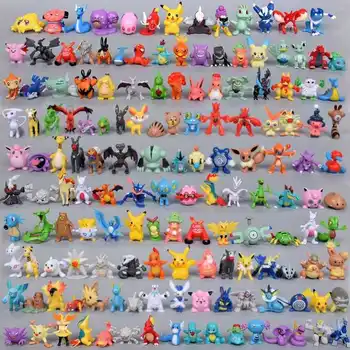 24-144pcs Pokemon Action Figure Pikachu Anime Model 2-3CM Sier Decoratie Mini Model Pop Speelgoed kinderen Kerstcadeaus