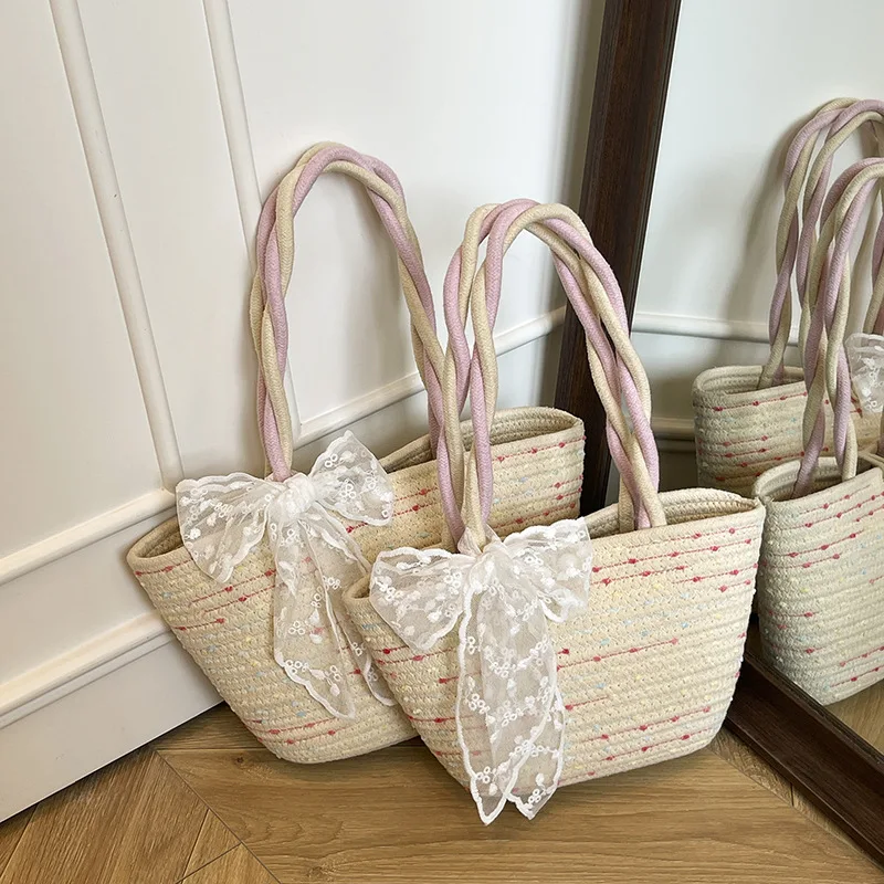 

Women's Large Capacity Shoulder Bag Summer Straw Woven Basket Handbag Fashion Female Luxury Designer Beach Bag Bali Shopper Tote