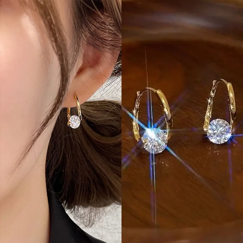 Простые сверкающие серьги-капли золотого и серебряного цвета с цирконом, свадебные украшения для женщин, роскошные аксессуары для ушей, изысканный элегантный подарок Простые сверкающие серьги-капли золотого и серебряного цвета с цирконом, свадебные украшения для женщин, роскошные аксессуары для ушей, изысканный элегантный подарок