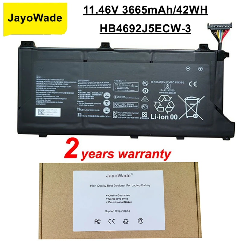 

JayoWade HB4692J5ECW-31 Laptop Battery For Huawei MateBook D 15 (2020) 15-53010TUY BohL-WDQ9HN BoB-WAH9P HNL-WFP9 HNL-WFQ9 42WH