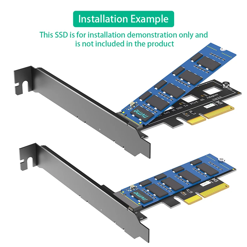 PCIE NVME Adapter PCI Express 3.0 X4 auf M.2 NVME M Key Erweiterungskarten-Riser mit niedriger Halterung unterstützt 2242 2260 2280 M2 NVME SSD