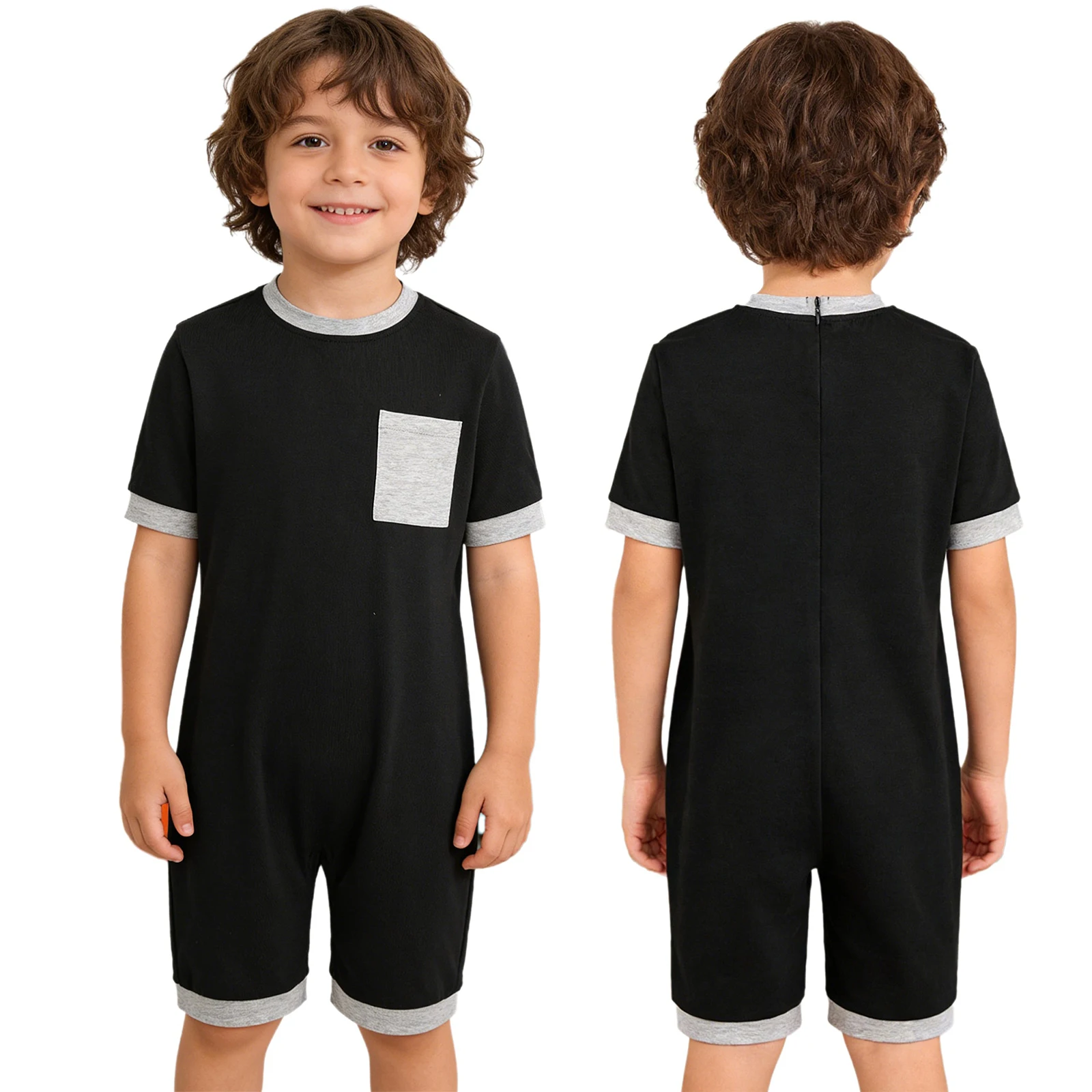 Kids Boys Girls Special Needs Adaptive Clothing Autism Children Back Zipper Anti-Strip Bodysuit Daily Wear Sleepwear Homewear